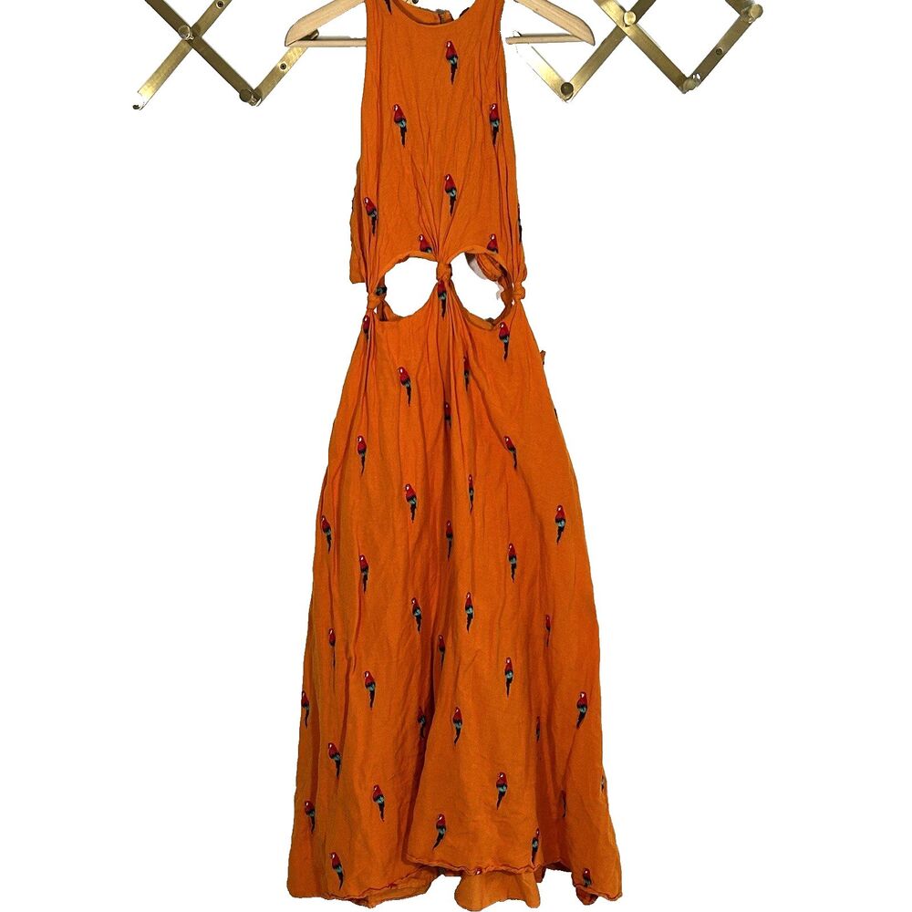 FARM Rio Orange Halter Maxi Dress with Cutouts - Picture 2 of 12